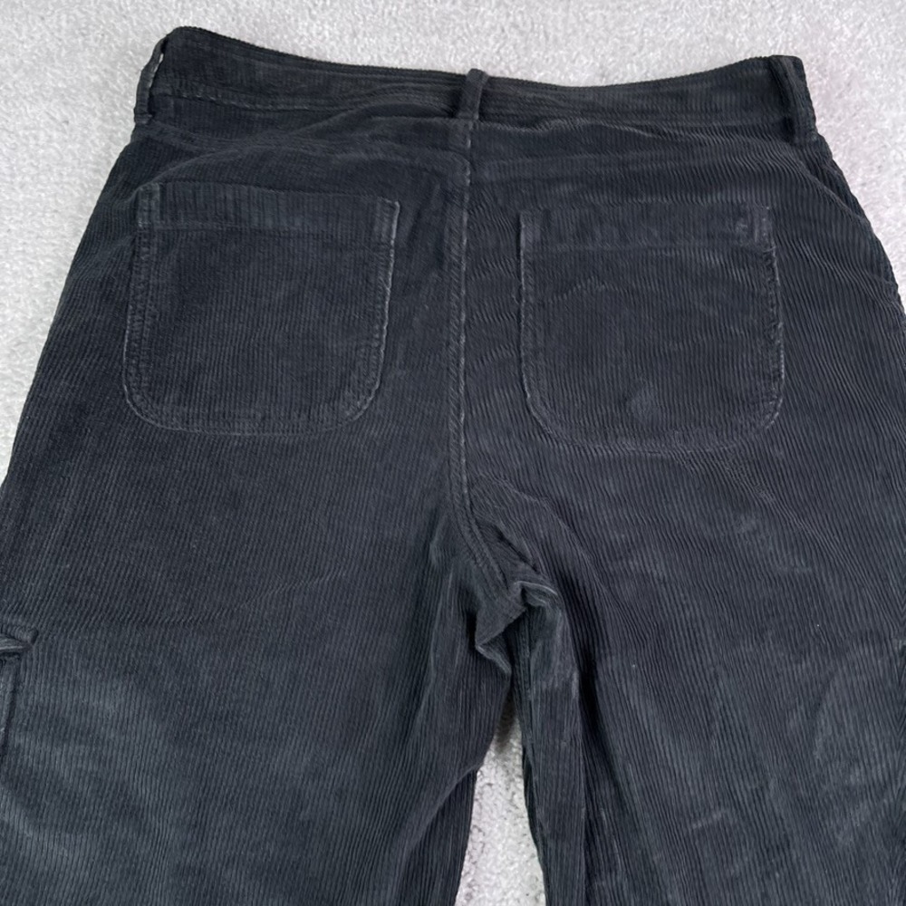 American Eagle Pants Womens 10 Black Corduroy High Rise Baggy Wide Leg Cargo - Picture 12 of 16